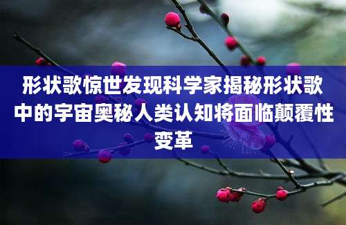 形状歌惊世发现科学家揭秘形状歌中的宇宙奥秘人类认知将面临颠覆性变革
