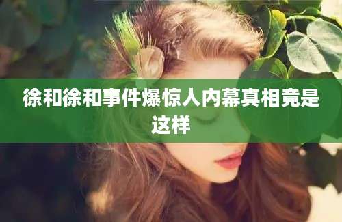 徐和徐和事件爆惊人内幕真相竟是这样