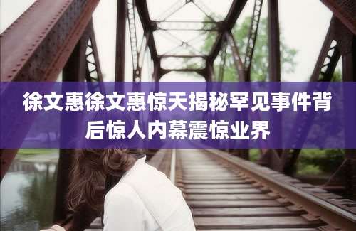 徐文惠徐文惠惊天揭秘罕见事件背后惊人内幕震惊业界