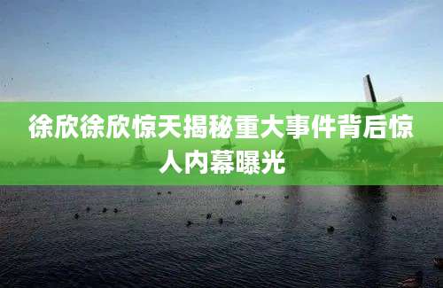 徐欣徐欣惊天揭秘重大事件背后惊人内幕曝光