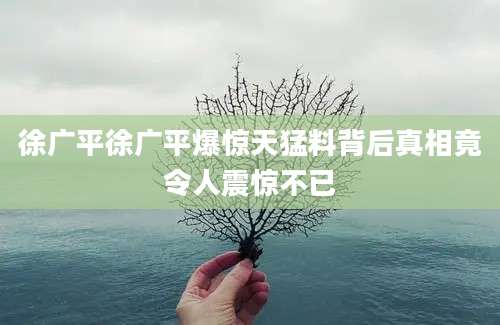 徐广平徐广平爆惊天猛料背后真相竟令人震惊不已