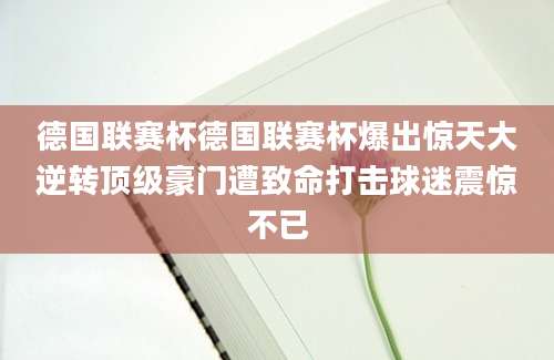 德国联赛杯德国联赛杯爆出惊天大逆转顶级豪门遭致命打击球迷震惊不已