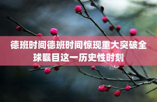 德班时间德班时间惊现重大突破全球瞩目这一历史性时刻