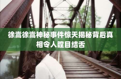 徐嵩徐嵩神秘事件惊天揭秘背后真相令人瞠目结舌