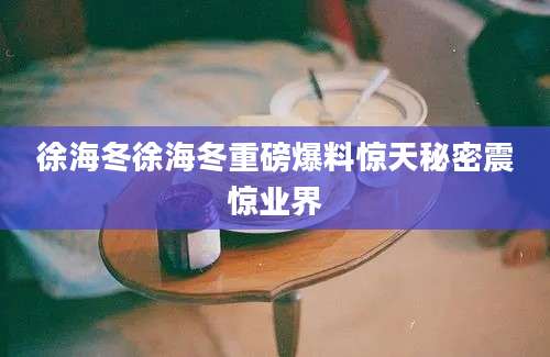 徐海冬徐海冬重磅爆料惊天秘密震惊业界