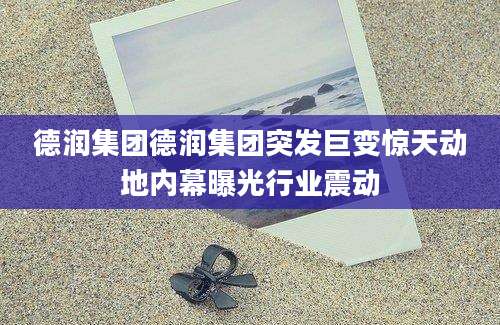 德润集团德润集团突发巨变惊天动地内幕曝光行业震动