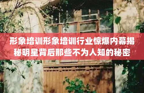 形象培训形象培训行业惊爆内幕揭秘明星背后那些不为人知的秘密