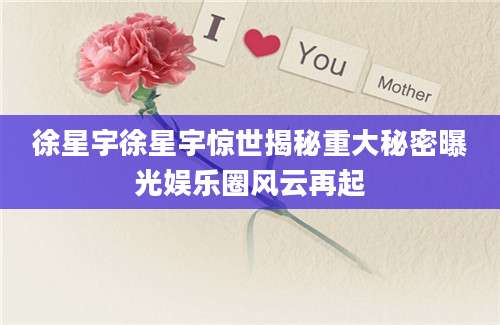 徐星宇徐星宇惊世揭秘重大秘密曝光娱乐圈风云再起
