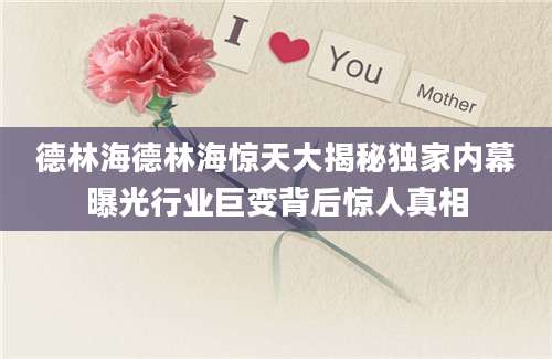 德林海德林海惊天大揭秘独家内幕曝光行业巨变背后惊人真相