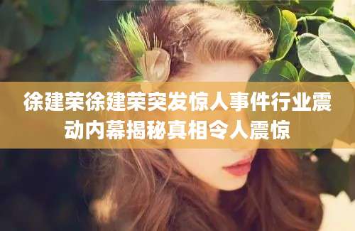 徐建荣徐建荣突发惊人事件行业震动内幕揭秘真相令人震惊
