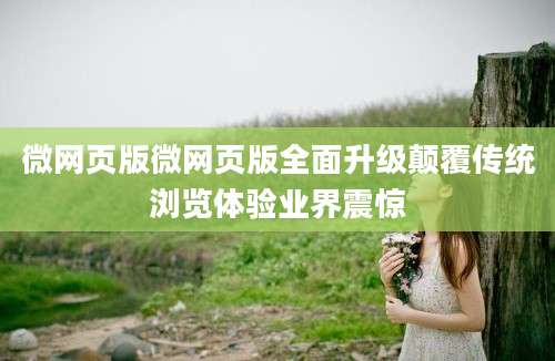微网页版微网页版全面升级颠覆传统浏览体验业界震惊