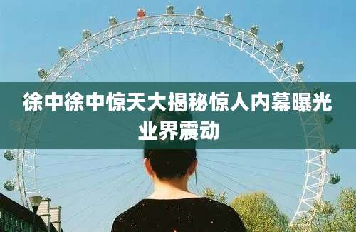 徐中徐中惊天大揭秘惊人内幕曝光业界震动