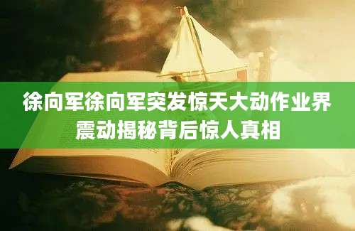 徐向军徐向军突发惊天大动作业界震动揭秘背后惊人真相