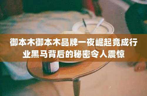 御本木御本木品牌一夜崛起竟成行业黑马背后的秘密令人震惊