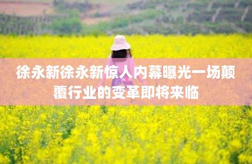 徐永新徐永新惊人内幕曝光一场颠覆行业的变革即将来临