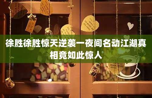 徐胜徐胜惊天逆袭一夜间名动江湖真相竟如此惊人