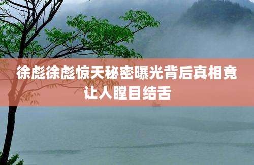 徐彪徐彪惊天秘密曝光背后真相竟让人瞠目结舌