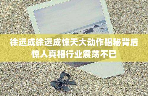 徐远成徐远成惊天大动作揭秘背后惊人真相行业震荡不已