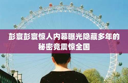 彭寰彭寰惊人内幕曝光隐藏多年的秘密竟震惊全国