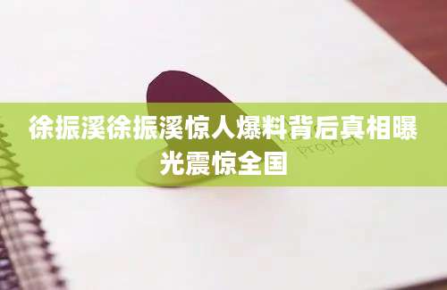 徐振溪徐振溪惊人爆料背后真相曝光震惊全国