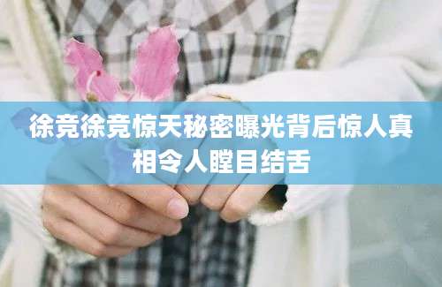 徐竞徐竞惊天秘密曝光背后惊人真相令人瞠目结舌