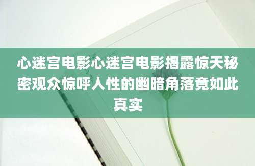 心迷宫电影心迷宫电影揭露惊天秘密观众惊呼人性的幽暗角落竟如此真实