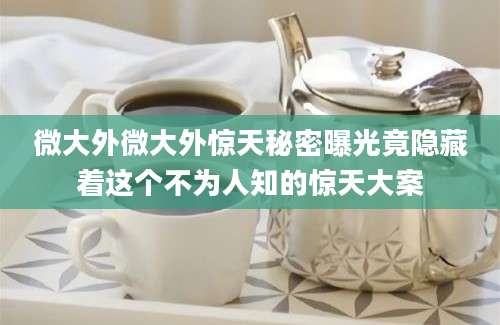 微大外微大外惊天秘密曝光竟隐藏着这个不为人知的惊天大案