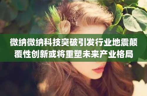 微纳微纳科技突破引发行业地震颠覆性创新或将重塑未来产业格局
