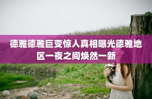 德雅德雅巨变惊人真相曝光德雅地区一夜之间焕然一新