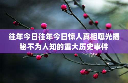 往年今日往年今日惊人真相曝光揭秘不为人知的重大历史事件