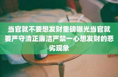 当官就不要想发财重磅曝光当官就要严守清正廉洁严禁一心想发财的恶劣现象