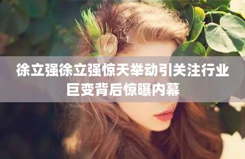 徐立强徐立强惊天举动引关注行业巨变背后惊曝内幕