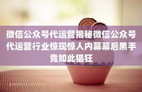 微信公众号代运营揭秘微信公众号代运营行业惊现惊人内幕幕后黑手竟如此猖狂