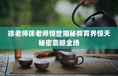 徐老师徐老师惊世揭秘教育界惊天秘密震撼全场