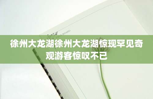 徐州大龙湖徐州大龙湖惊现罕见奇观游客惊叹不已