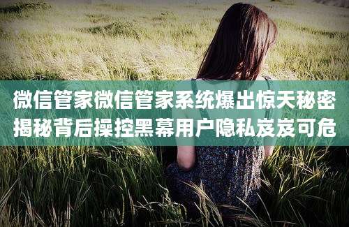 微信管家微信管家系统爆出惊天秘密揭秘背后操控黑幕用户隐私岌岌可危