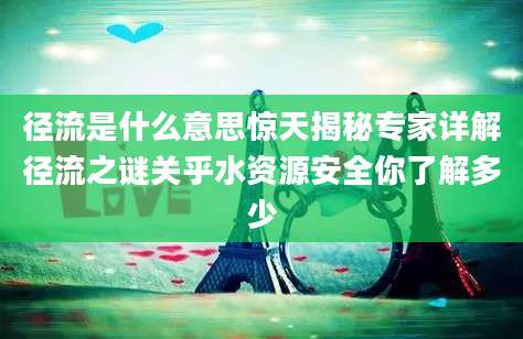 径流是什么意思惊天揭秘专家详解径流之谜关乎水资源安全你了解多少