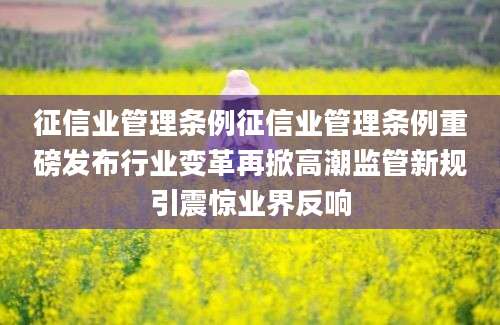 征信业管理条例征信业管理条例重磅发布行业变革再掀高潮监管新规引震惊业界反响