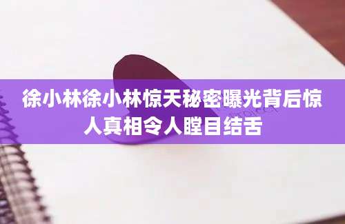 徐小林徐小林惊天秘密曝光背后惊人真相令人瞠目结舌