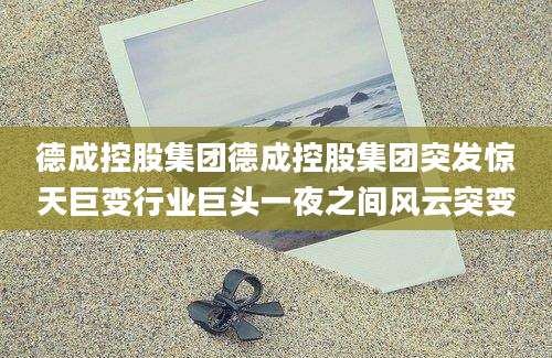 德成控股集团德成控股集团突发惊天巨变行业巨头一夜之间风云突变