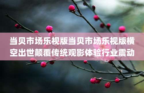 当贝市场乐视版当贝市场乐视版横空出世颠覆传统观影体验行业震动