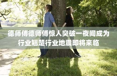 德师傅德师傅惊人突破一夜间成为行业翘楚行业地震即将来临