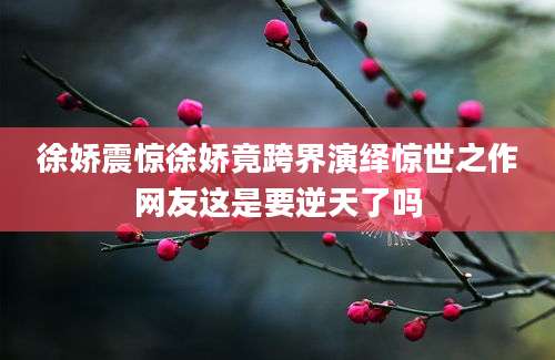 徐娇震惊徐娇竟跨界演绎惊世之作网友这是要逆天了吗