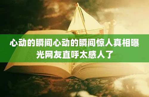 心动的瞬间心动的瞬间惊人真相曝光网友直呼太感人了