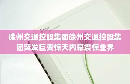 徐州交通控股集团徐州交通控股集团突发巨变惊天内幕震惊业界
