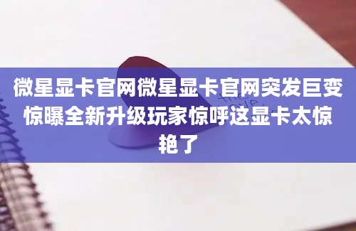 微星显卡官网微星显卡官网突发巨变惊曝全新升级玩家惊呼这显卡太惊艳了