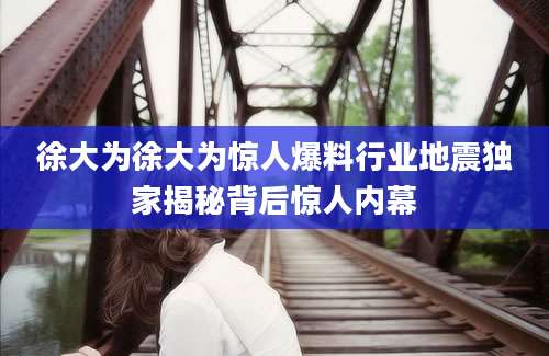 徐大为徐大为惊人爆料行业地震独家揭秘背后惊人内幕