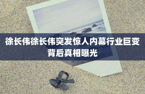 徐长伟徐长伟突发惊人内幕行业巨变背后真相曝光