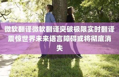 微软翻译微软翻译突破极限实时翻译震惊世界未来语言障碍或将彻底消失