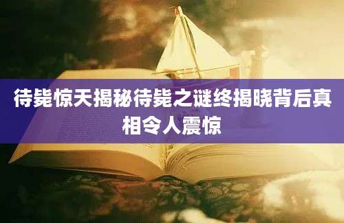待毙惊天揭秘待毙之谜终揭晓背后真相令人震惊